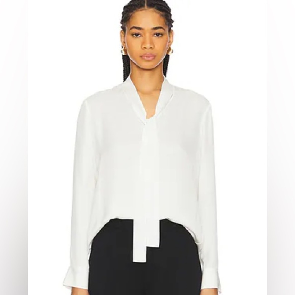 Maje White Tie Neck Blouse